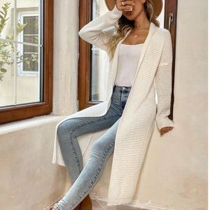 white knit duster cardigan chic boho streetwear